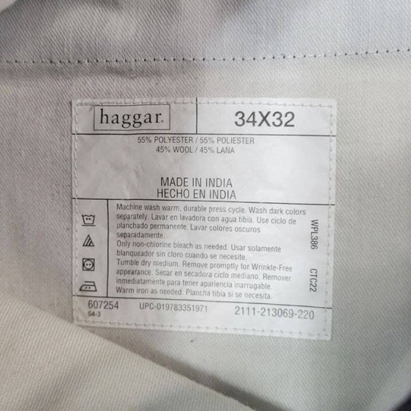 BOGO HAGGAR Mens High Rise Straight Pants Black 34 X 32 - Picture 4 of 4